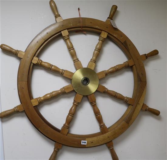 A large ships wheel